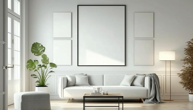 Cartaz de maquete de design de interiores moderno em branco quadro branco Generative Ai