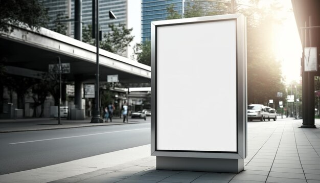 Cartaz de outdoor de rua em branco fica na cidade geradora de fundo ai