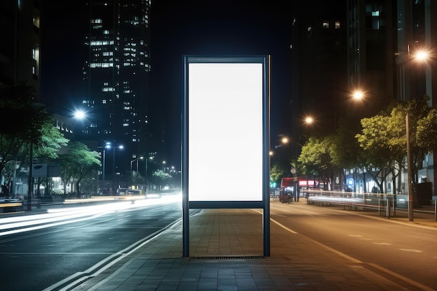 Cartaz de outdoor digital vertical branco em branco na cidade