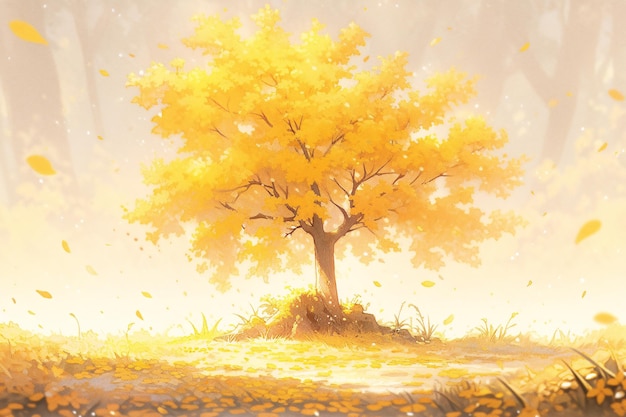 Cartaz de paisagem de outono árvores de floresta de outono ilustração de outono dourado