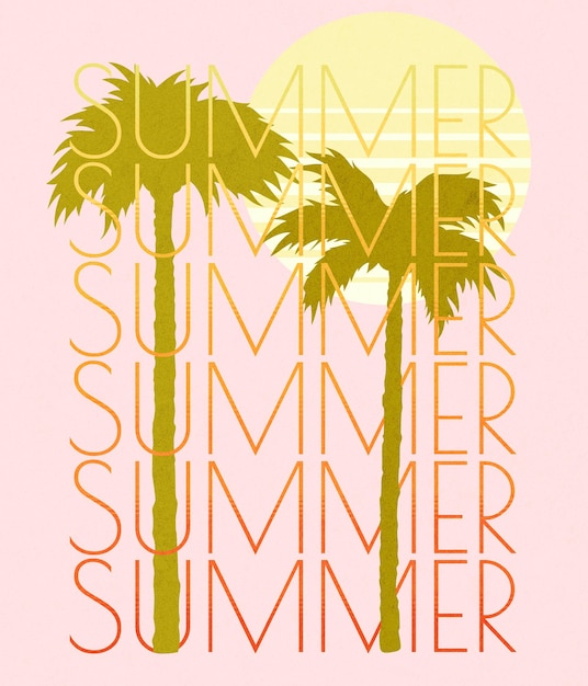 Foto cartaz de verão com palmeiras e sol