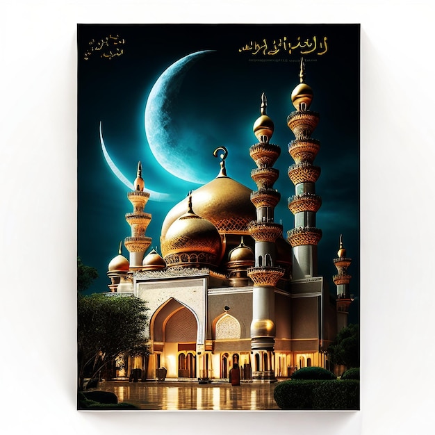 cartaz do ramadã com foto da bela mesquita