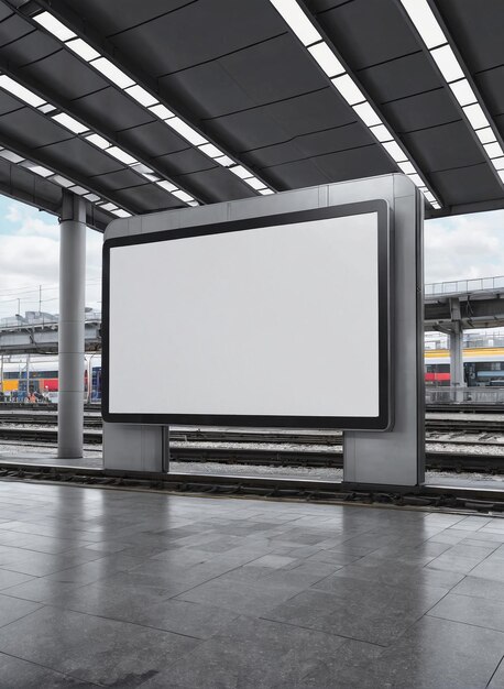 cartaz em branco na plataforma ferroviária