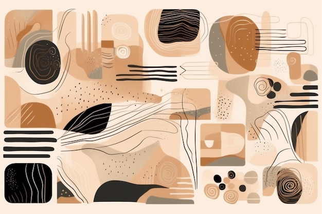 Cartaz gráfico arte bege coleção abstrata botânica folha plano de fundo capa arte Generativa AI