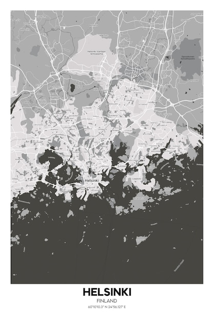 Cartaz mapa de Helsinque Finlândia