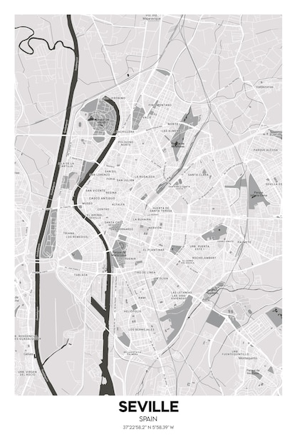 Cartaz mapa de sevilha espanha