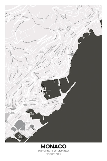 Cartaz mapa do principado de mônaco de mônaco