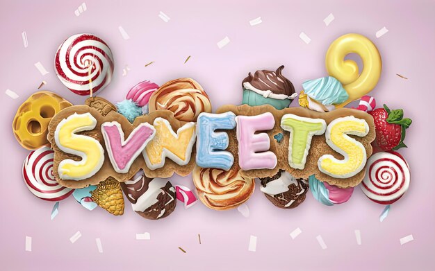 Cartaz publicitário sobre o tema sweets colagem de papel scrapbooking