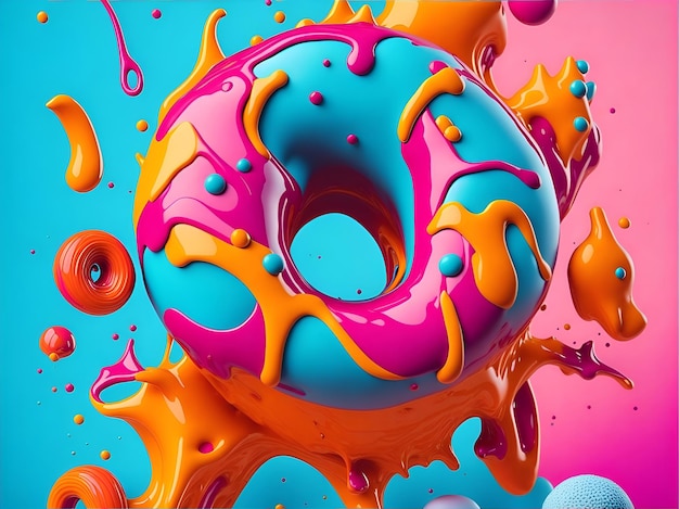 Cartazes líquidos 3d coloridos com respingo de formas abstratas