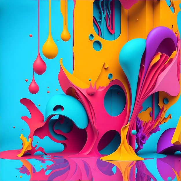 Cartazes líquidos 3d coloridos com respingo de formas de balão
