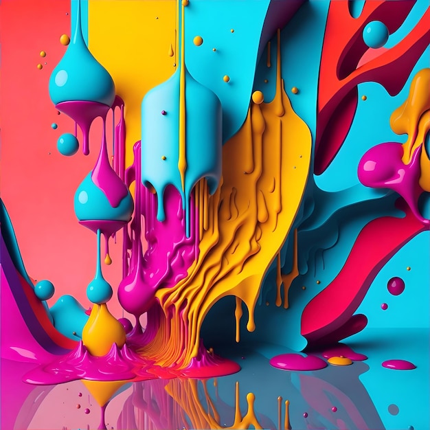 Cartazes líquidos 3d coloridos com respingo de formas de balão
