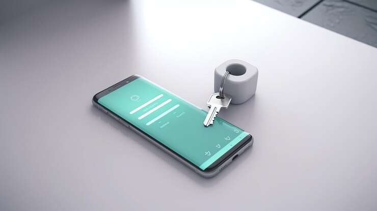 Foto carteira digital criptográfica habilitada carteira digital de auto custódia chaves privadas com indivíduo utilizando um smartphone generative ai