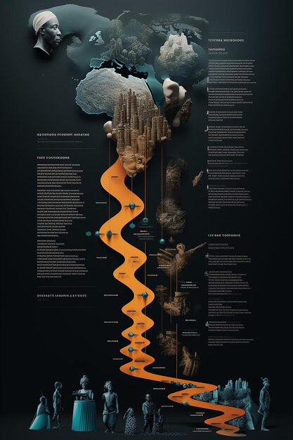 un cartel 3D del Mes de la Historia Negra con una línea de tiempo abstracta