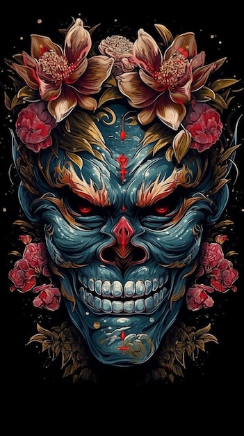 Un cartel del año 2012 muestra un monstruo azul con flores en la cara.