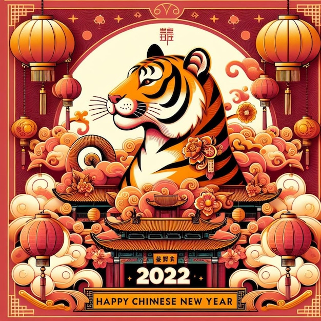 Foto un cartel para el año 2012 con un tigre en él