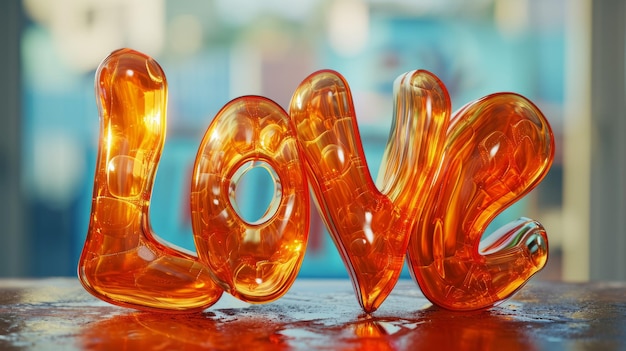 Cartel de arte horizontal creativo del concepto Orange Glass Love