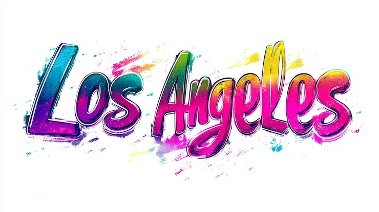 Foto el cartel de arte símbolo de la ciudad de los ángeles caligrafía de neón