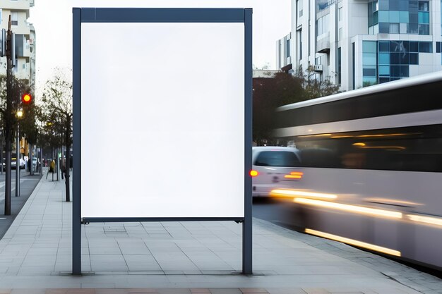 Foto un cartel para un autobús está en la calle