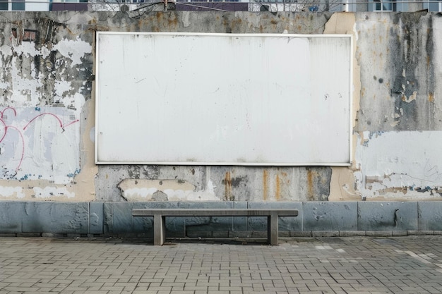 Un cartel en blanco de la ciudad en una pared