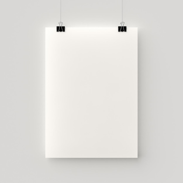 Un cartel en blanco colgado por un hilo