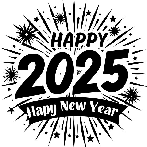 un cartel blanco con un fondo negro con las palabras feliz año nuevo en él
