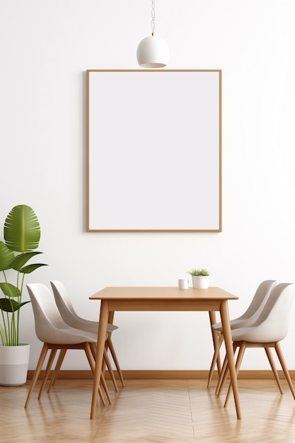 Un cartel en blanco en el hogar con un diseño interior minimalista y contemporáneo