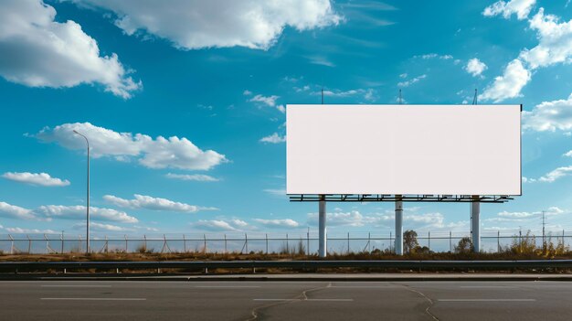 Foto cartel en blanco junto a la carretera modelo de cartel en blanco listo para su publicidad