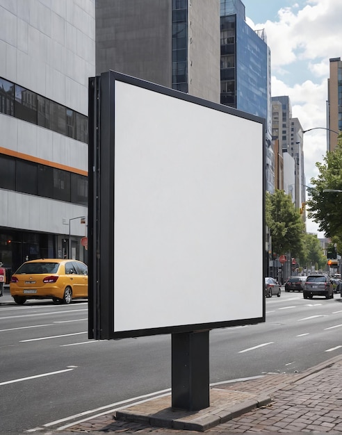 Foto un cartel en blanco en el lado de una calle