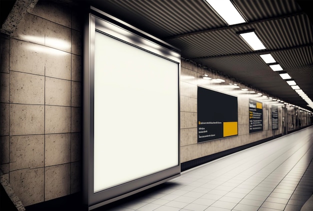 Un cartel en blanco en el metro.