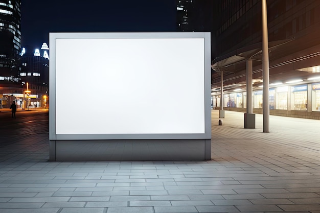 Cartel blanco vacío o cartel publicitario en una ciudad y en la carretera, espacio perfecto para la promoción