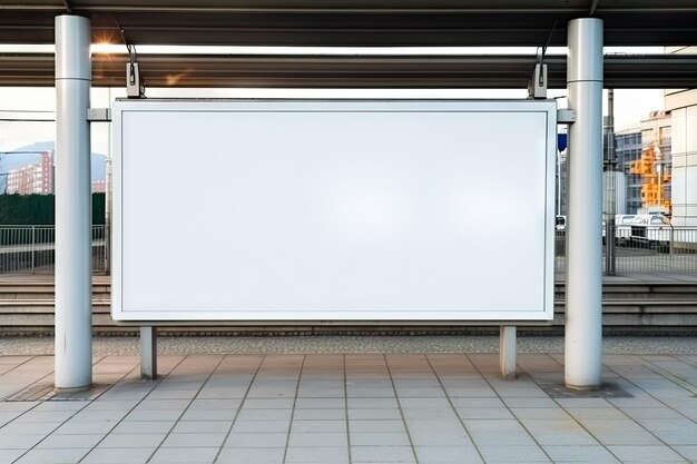 Foto cartel blanco vacío o cartel publicitario en una ciudad y en la carretera, espacio perfecto para la promoción