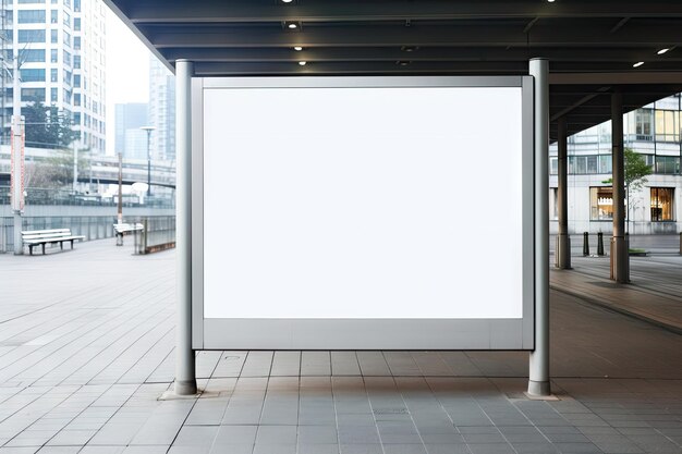 Cartel blanco vacío o cartel publicitario en una ciudad y en la carretera, espacio perfecto para la promoción