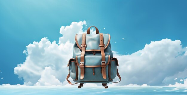 cartel de bolso de mochila ultra realista en fondo de cielo