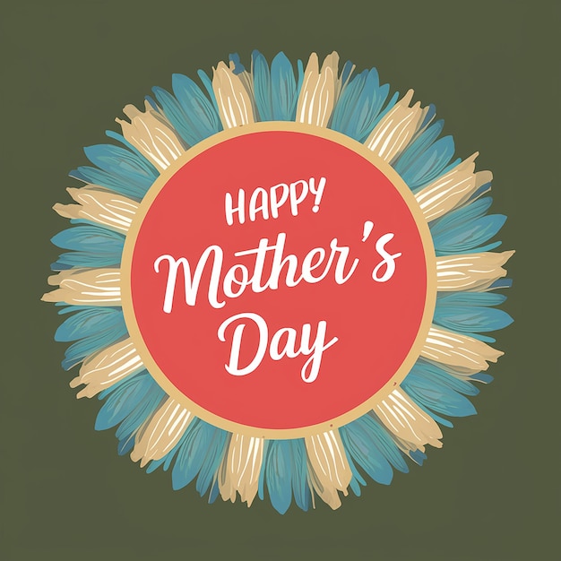 un cartel con un borde rojo y azul que dice feliz día de las madres