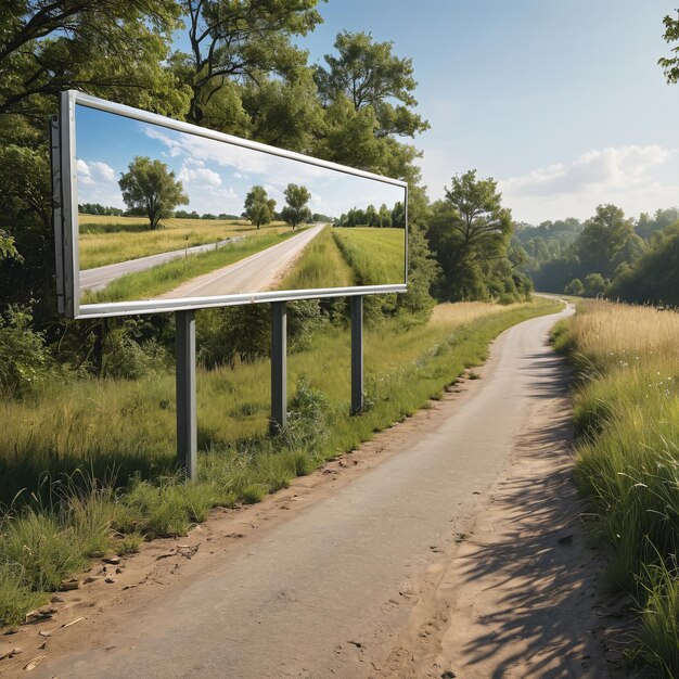 un cartel en una carretera rural