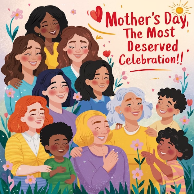 un cartel para la celebración del día de las madres