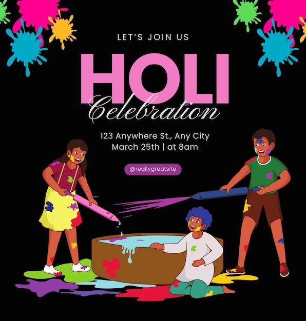 El cartel de la celebración del festival de Holi