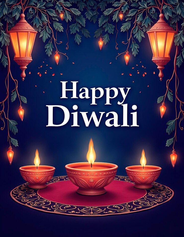 Un cartel para celebrar el feliz Diwali con texto