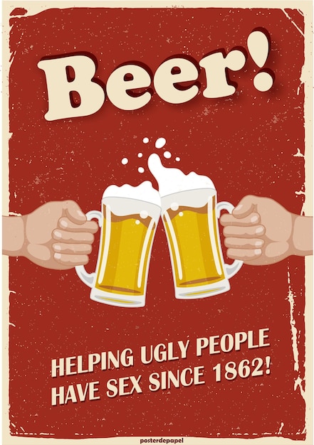 un cartel de cerveza con las palabras cerveza en él