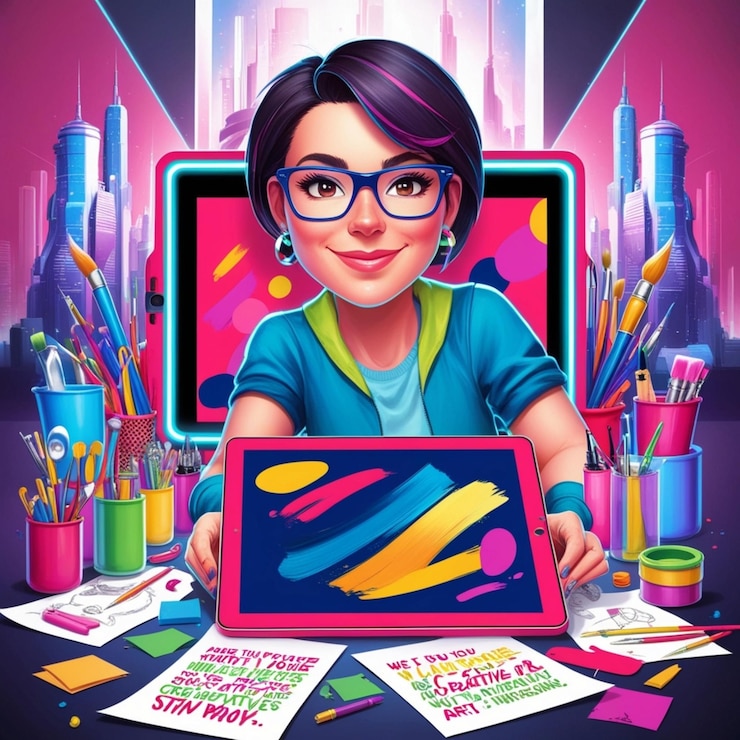 Foto un cartel para una chica con gafas y un libro titulado el futuro