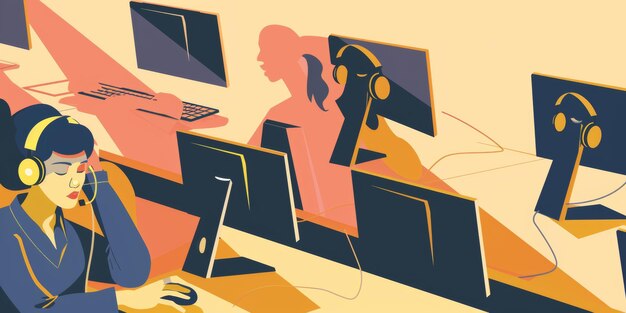 un cartel para una chica que está en una computadora