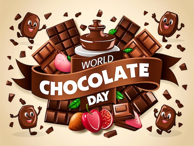 un cartel con un chocolate del mundo escrito en él