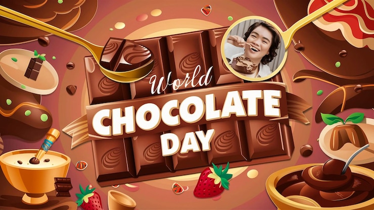 Foto un cartel con un chocolate del mundo escrito en él