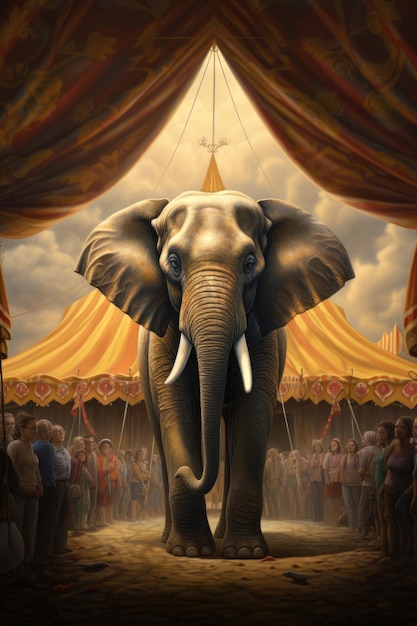 Foto cartel de circo con elefante.