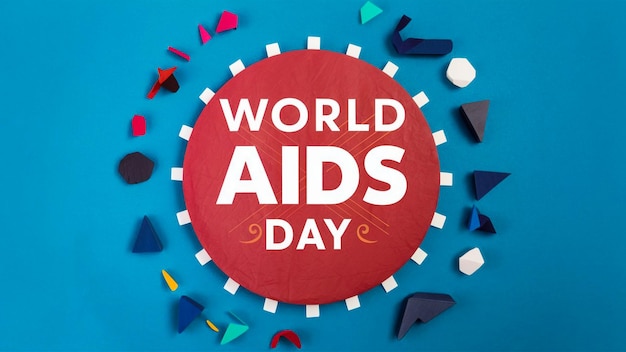 un cartel con un círculo rojo que dice el SIDA mundial