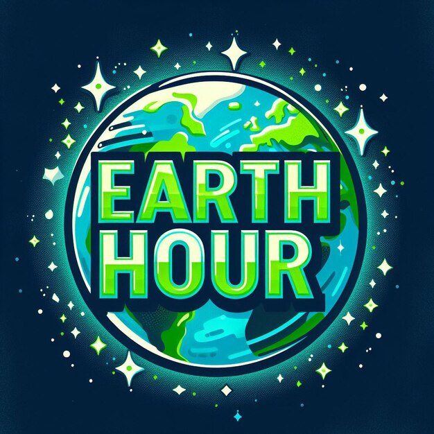 Foto un cartel con un círculo de la tierra y las palabras hora de la tierra en la parte inferior