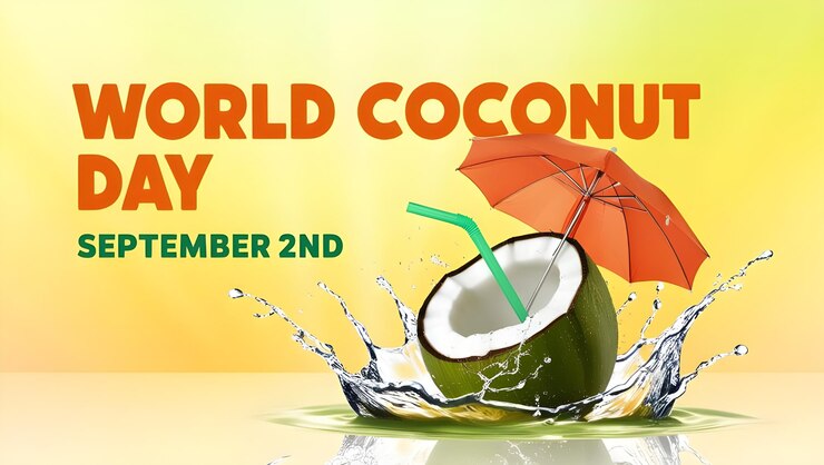 cartel para el coco mundial con una paja y un paraguas que dice coco mundial