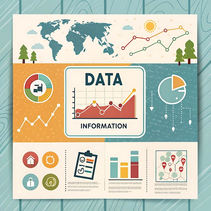 Foto un cartel colorido con un diagrama de datos de datos en él