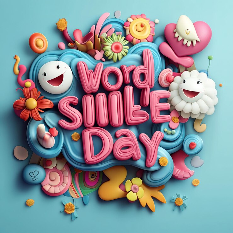 Foto un cartel colorido con la palabra día de la sonrisa escrita en letras rojas