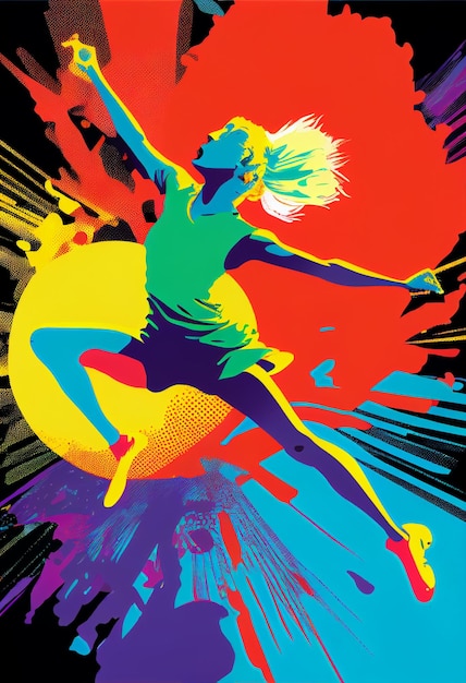 Un cartel colorido que dice "baile" en él.